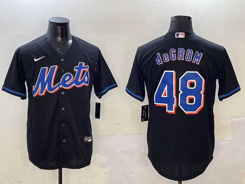 Men New York Mets #48 Degrom Black Game Nike 2025 MLB Jersey style 2